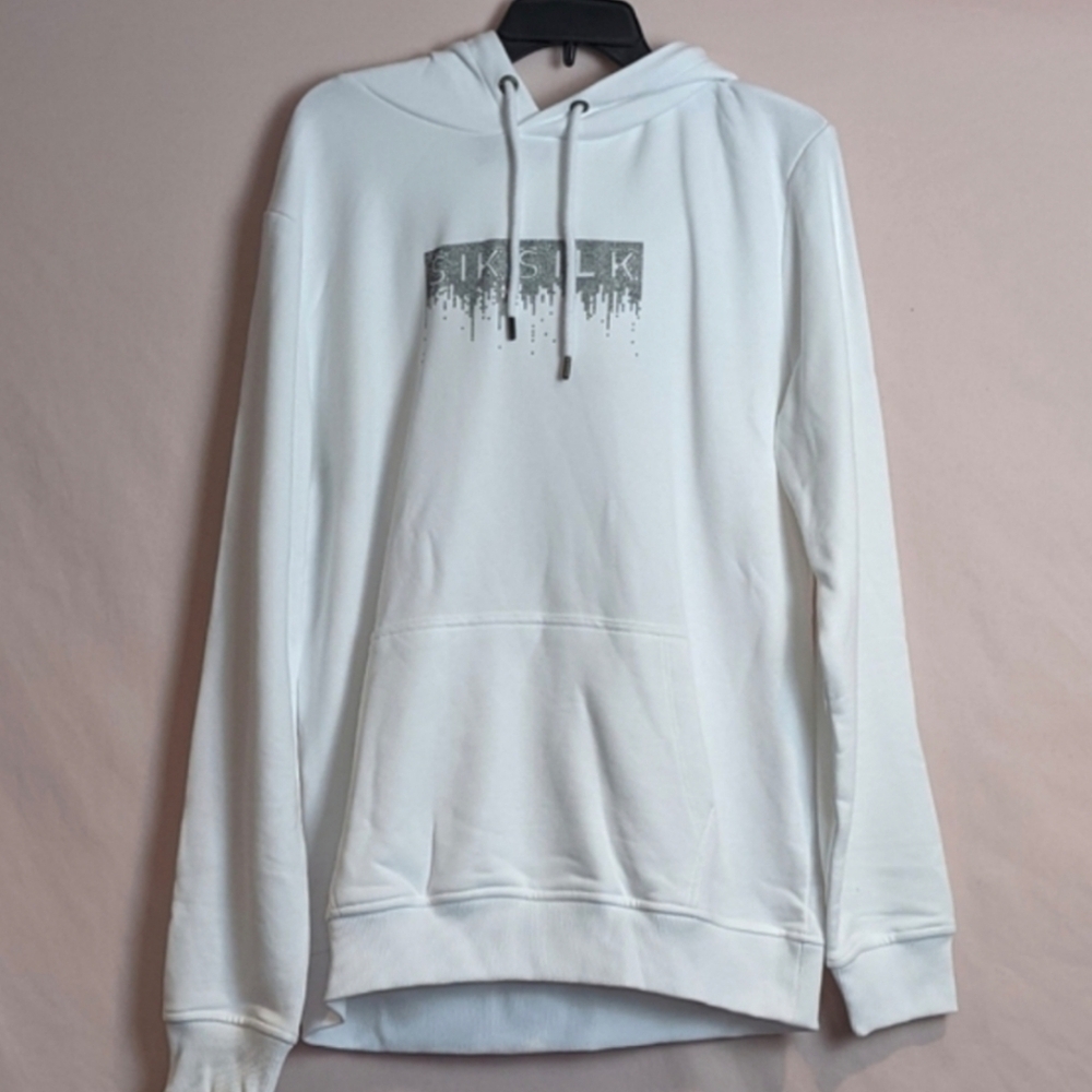 SikSilk Creep White Rhinestone Pullover Street Hoodie size Large